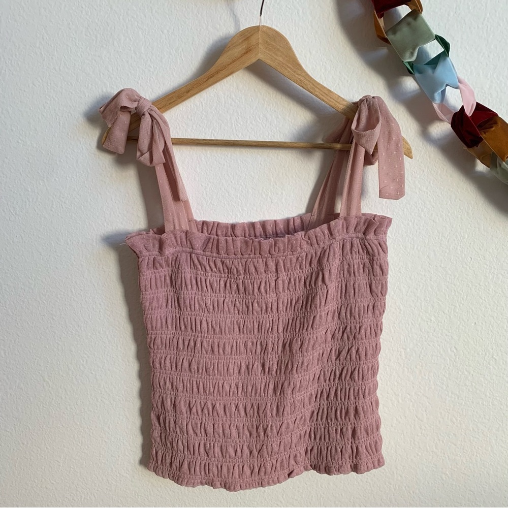 Anthropologie Dusty Pink Smocked Camisole